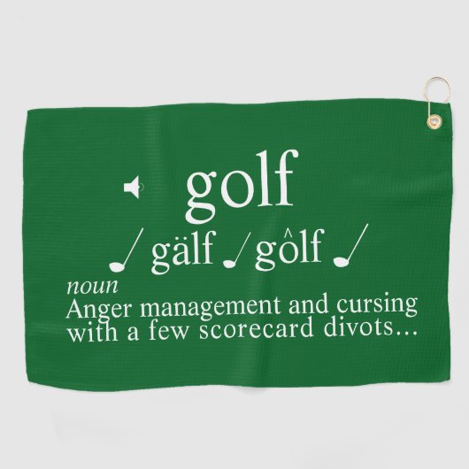 Funny Golf Instructor  Anger  Management on Green  ゴルフタオル (横)
