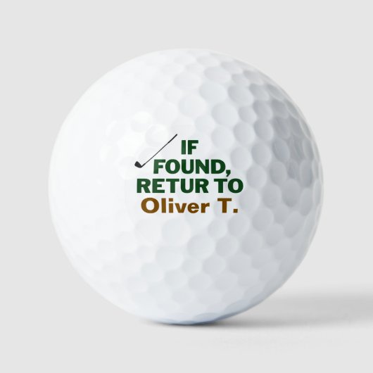 Funny Golf Lost And Found Dad Name Design ゴルフボール (正面)