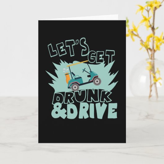Funny Golf Outfit Drunk And Drive Golf Caddy カード (黄色い花)