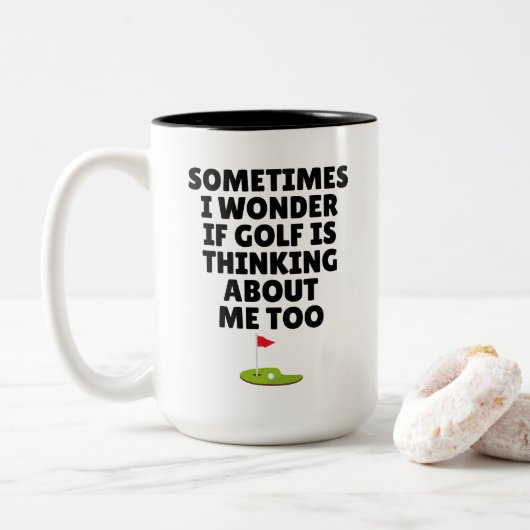 Funny Golf Quote Gift Thinking About Golf Humor ツートーンマグカップ (ドーナツ)