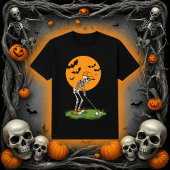 Funny Golf Skeleton | Halloween Full Moon Bats Tシャツ