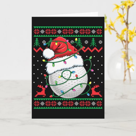 Funny Golf Ugly Christmas Sweater Womens Mens Golf カード (黄色い花)