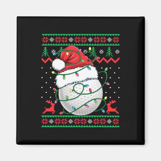 Funny Golf Ugly Christmas Sweater Womens Mens Golf マグネット (正面)