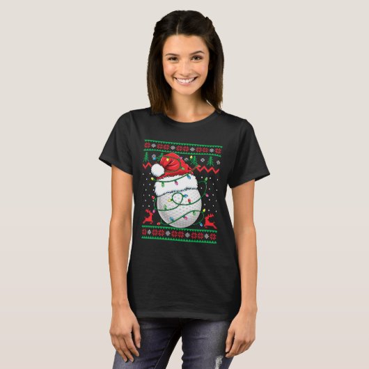 Funny Golf Ugly Christmas Sweater Womens Mens Golf Tシャツ (正面フル)