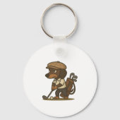 Funny Golfer Gift � Dachshund on the Tee キーホルダー (正面)