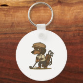 Funny Golfer Gift � Dachshund on the Tee キーホルダー (正面)