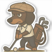 Funny Golfer Gift � Dachshund on the Tee シール (正面)