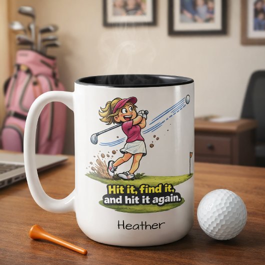 Funny Golfer Girl Fairway Fun Mug ツートーンマグカップ