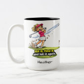 Funny Golfer Girl Fairway Fun Mug ツートーンマグカップ (左)