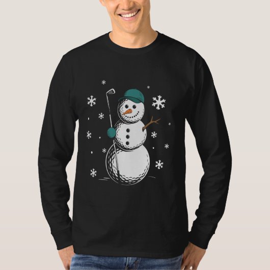 Funny Golfing Snowman Balls Snow Winter Holiday fo Tシャツ (正面)