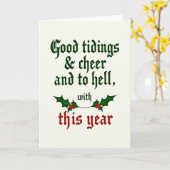Funny Good Riddance Card Good Tidings And To Hell カード (黄色い花)