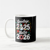 Funny Goodbye 2025 Hello 2026 Holiday Fun Snowman  コーヒーマグカップ (左)