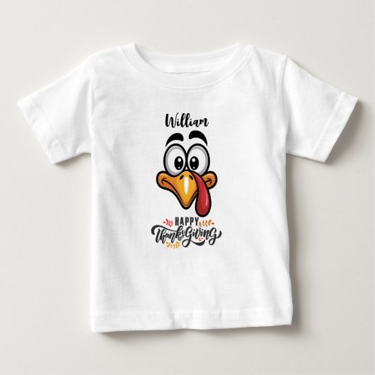 Funny Goofy Turkey Face Personalised Cartoon ベビーTシャツ (正面)