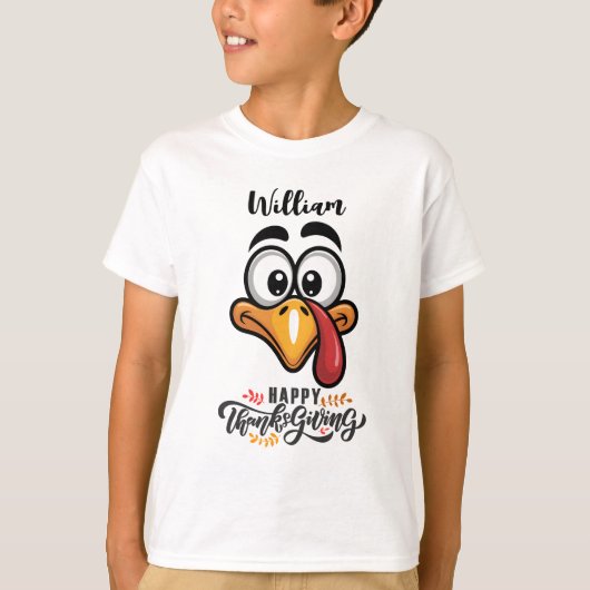 Funny Goofy Turkey Face Personalised Cartoon Tシャツ (正面)
