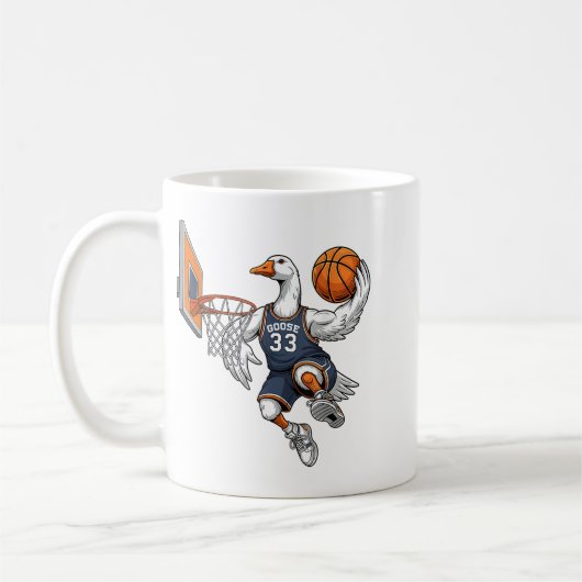Funny Goose Basketball Player Slam Dunk Lovers Spo コーヒーマグカップ (左)