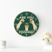 Funny Goose Bathroom Are You Pooping  ラージ壁時計 (ホーム)