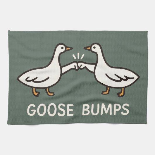 Funny Goose Bumps Cartoon | Fist Bump Geese Animal キッチンタオル (横)