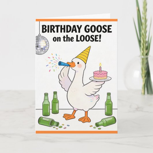 Funny Goose Card Silly Goose on the Loose Birthday カード (正面)