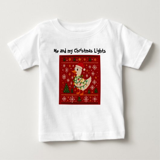 Funny Goose Christmas Lights Kids T-Shirt – Editab ベビーTシャツ (正面)