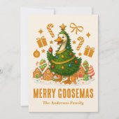 Funny Goose Christmas Tree | Holiday Greeting Card シーズンカード (正面)