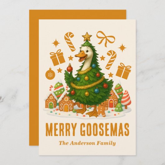 Funny Goose Christmas Tree | Holiday Greeting Card シーズンカード (正面/裏面)
