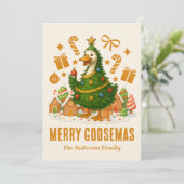 Funny Goose Christmas Tree | Holiday Greeting Card シーズンカード (スタンド正面)