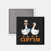 Funny Goose Cuff'em Nurse Graphic Tee Men Womens F マグネット (正面/裏面)