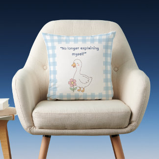 Funny Goose Gingham Throw Pillow クッション