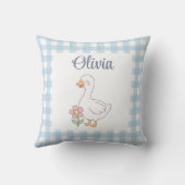 Funny Goose Gingham Throw Pillow クッション (裏面)