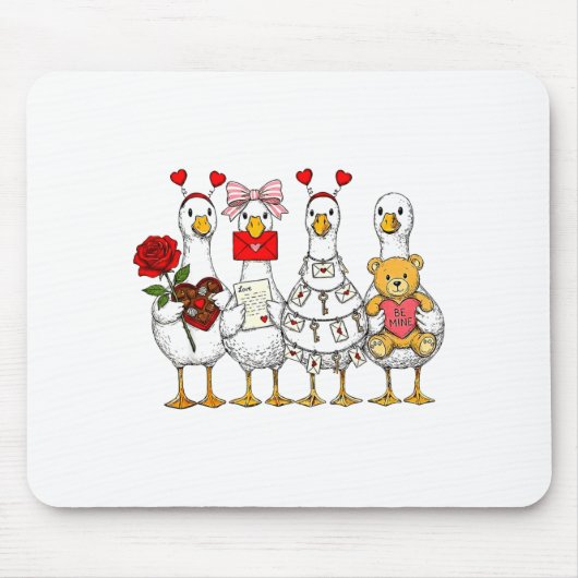 Funny Goose Happy Valentine Goose Cute Heart Lover マウスパッド (正面)