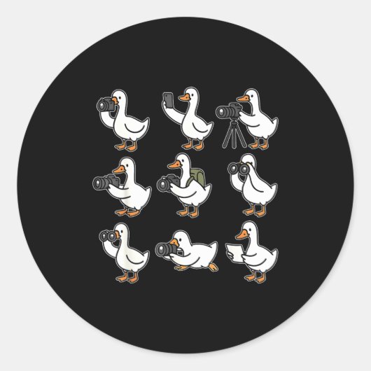 Funny Goose Photographer Photography Camera Photo  ラウンドシール (正面)