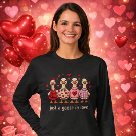 Funny Goose Valentines Womens T-shirt Tシャツ
