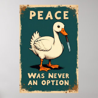 Funny goose with a knife illustration ポスター