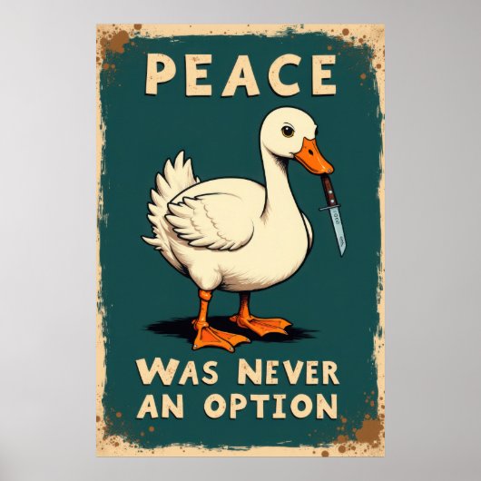 Funny goose with a knife illustration ポスター (正面)