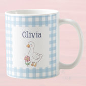 Funny Goose with Blue Gingham Charm コーヒーマグカップ