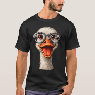 Funny Goose With Glasses T-Shirt – Cute Nerd Duck  Tシャツ