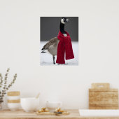 Funny Goose with Red Scarf Winter Personalized  ポスター (キッチン)