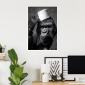 Funny Gorilla Bathroom Art Print, Toilet Paper Hat ポスター (ホームオフィス)