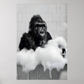 Funny Gorilla Bubble Bath Print, Bathroom Animal ポスター (正面)