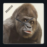 Funny Gorilla custom name wall clock スクエア壁時計<br><div class="desc">Change the text field to what you want. See my store for more items with this image.</div>