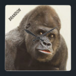 Funny Gorilla custom name wall clock スクエア壁時計<br><div class="desc">Change the text field to what you want. See my store for more items with this image.</div>