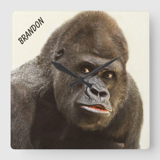 Funny Gorilla custom name wall clock スクエア壁時計 (正面)