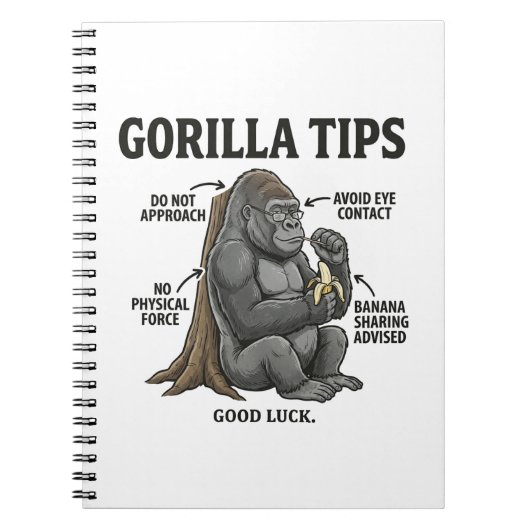 Funny Gorilla Safety Tips Infographic Illustration ノートブック (正面)