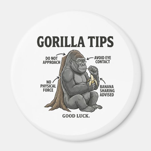 Funny Gorilla Safety Tips Infographic Illustration マグネット (正面)