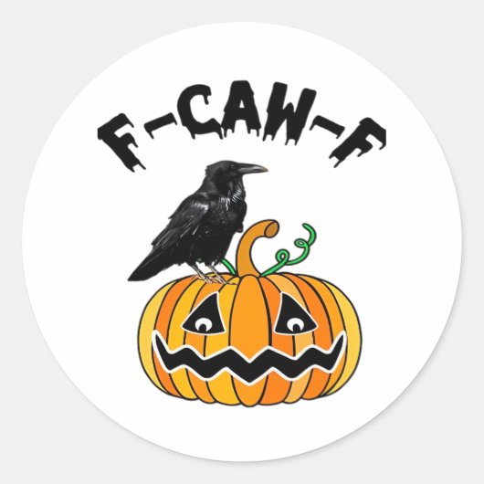 Funny Gothic Crow Humor F-Caw-F Essential ラウンドシール (正面)