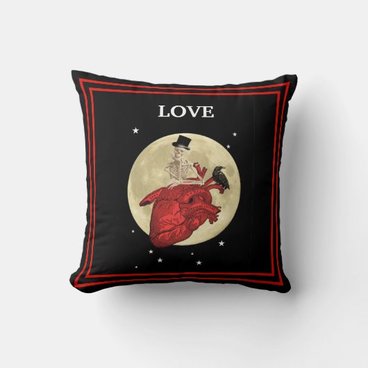 Funny Gothic Steampunk love heart throw pillow クッション (正面)