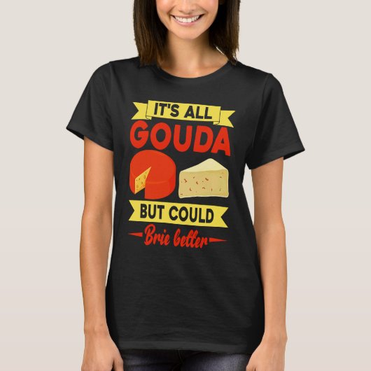 Funny Gouda Lover Cheesus More Cheese Brie Gouda V Tシャツ (正面)