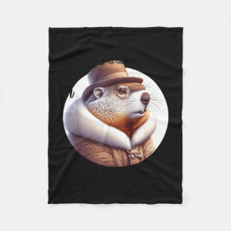 Funny Goundhog Graphic  フリースブランケット
