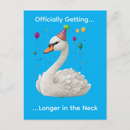 Funny Graceful Swan Birthday Graphic Design ポストカード (正面)