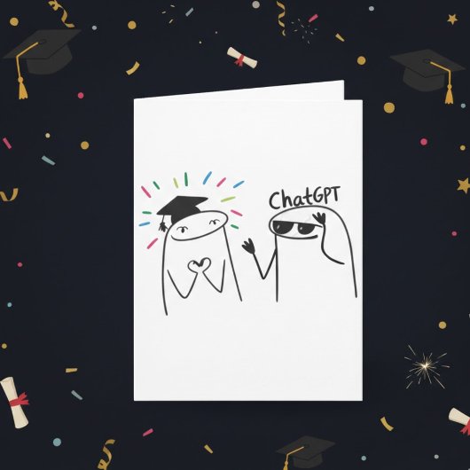 Funny Graduate ChatGPT Doodle Celebration Design カード